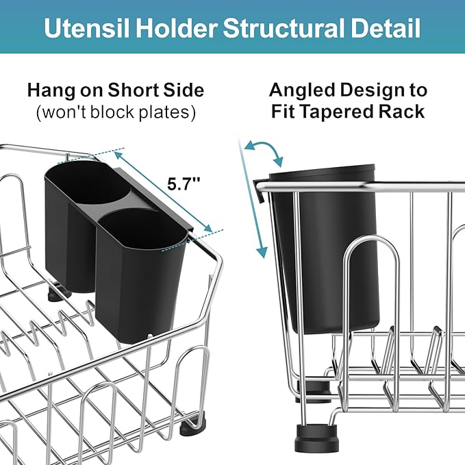 GSlife Small in Sink Dish Drying Rack - Stainless Steel Compact Dish Drainer for RV Kitchen Apartment Sink, Rust Resistant Inside Sink Rack, 1–2 Person Households, 11.6" W x 13.4" L, Silver