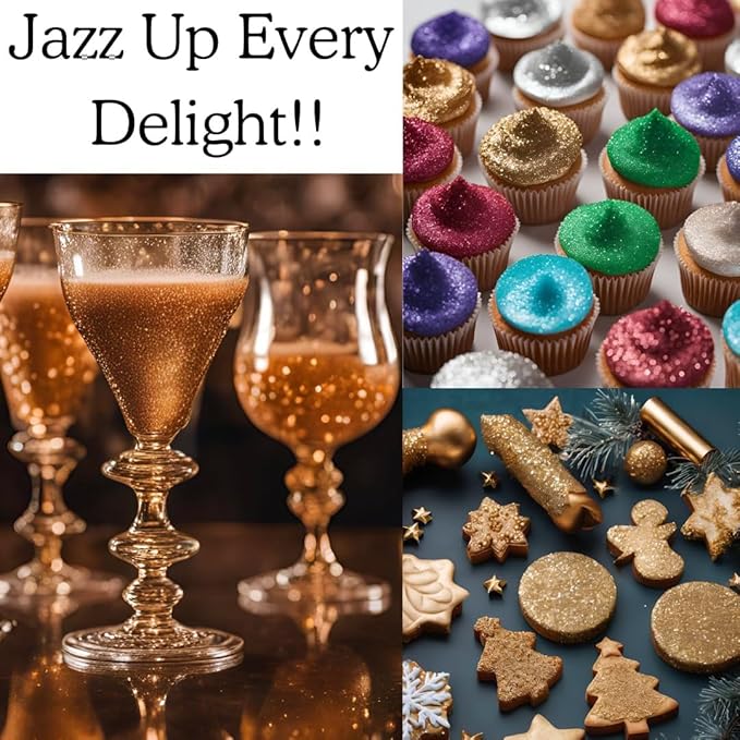 Dazzle Dust Edible Glitter Sprinkles for Cake Decorating, Drinks, Cookie, Icing, Dessert Decorations, Sparkly Luster, Food-Grade, Vegan, Gluten Free, Kosher, Bulk 10g, Orange