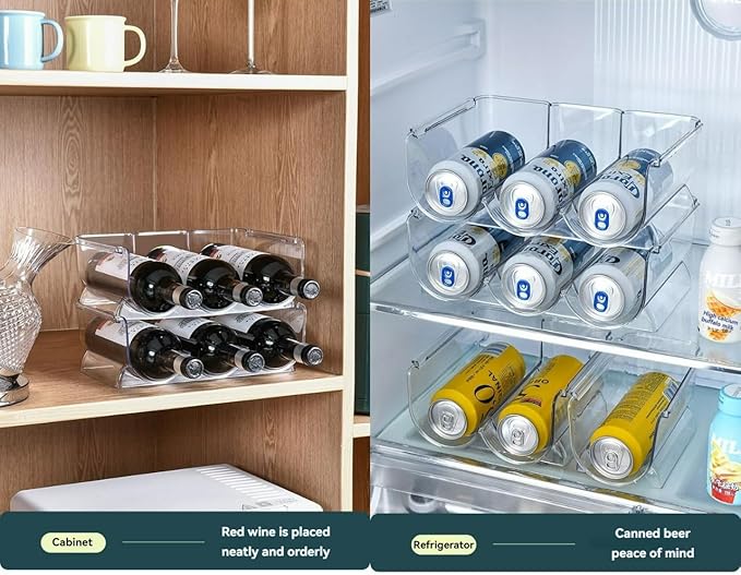 JWYTA Transparent Wine Rack Stackable Bottle Holder for Refrigerator Beverage Storage and Organization at Home (3 Link)