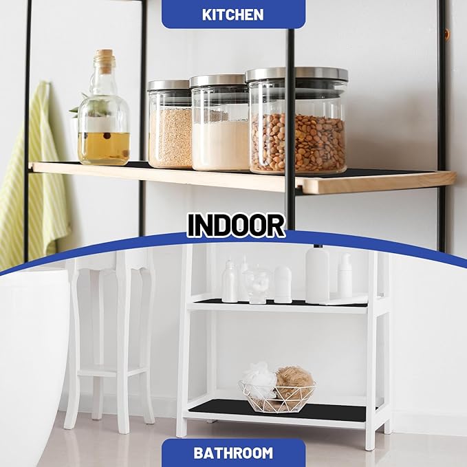 Sliner 8 Pack 14 x 30 Inch Wire Shelf Liner Black Plastic Waterproof Liners for Organizing Metal Rack Shelves, Kitchen Cabinets, Cupboard, Pantry