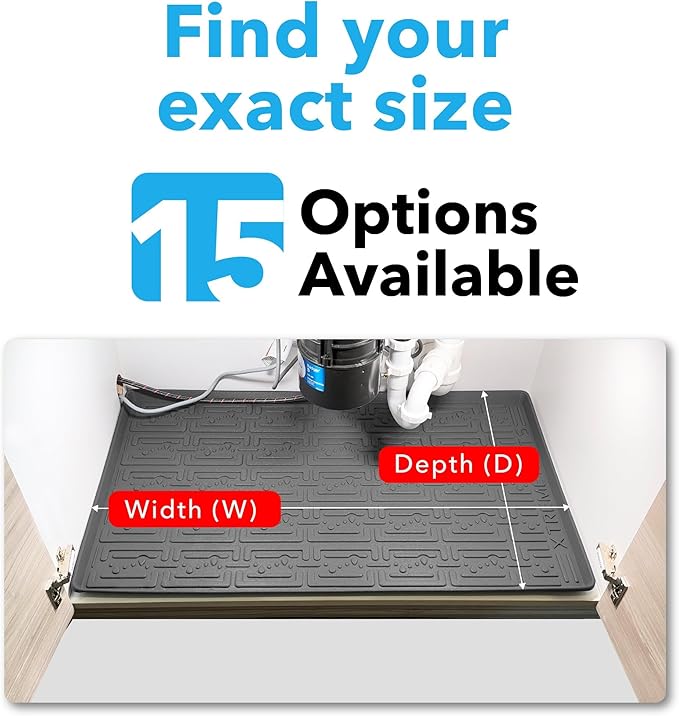 XTREME MATS Undersink Mat for Cabinets (Grey 19" 1/4 x 19 1/4) Prevents Leak Damage in Bathroom Vanity Cabinets, Flexible Driptray, Multi-Purpose Waterproof Utility BootTray