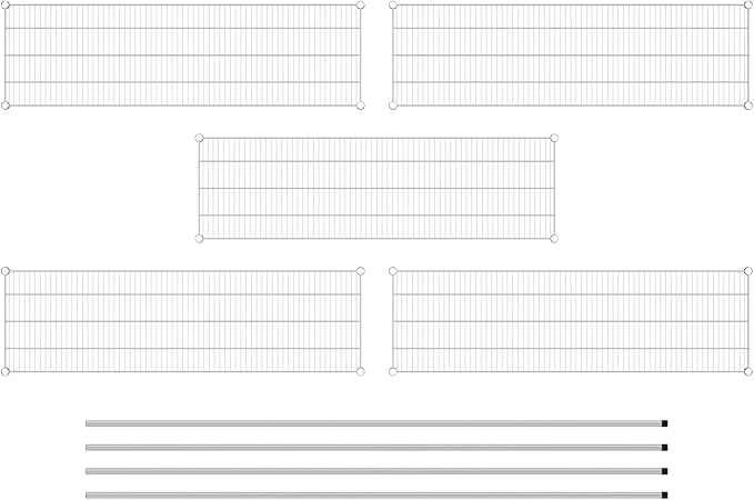 Commercial NSF Listed Chrome Stationary Wire Shelving Kit 18" x 60" x 96", with 5 Shelves Perfect for Warehouse, Walk-in Refrigerator, Freezer, Grocery Store, Restaurant, Dishroom