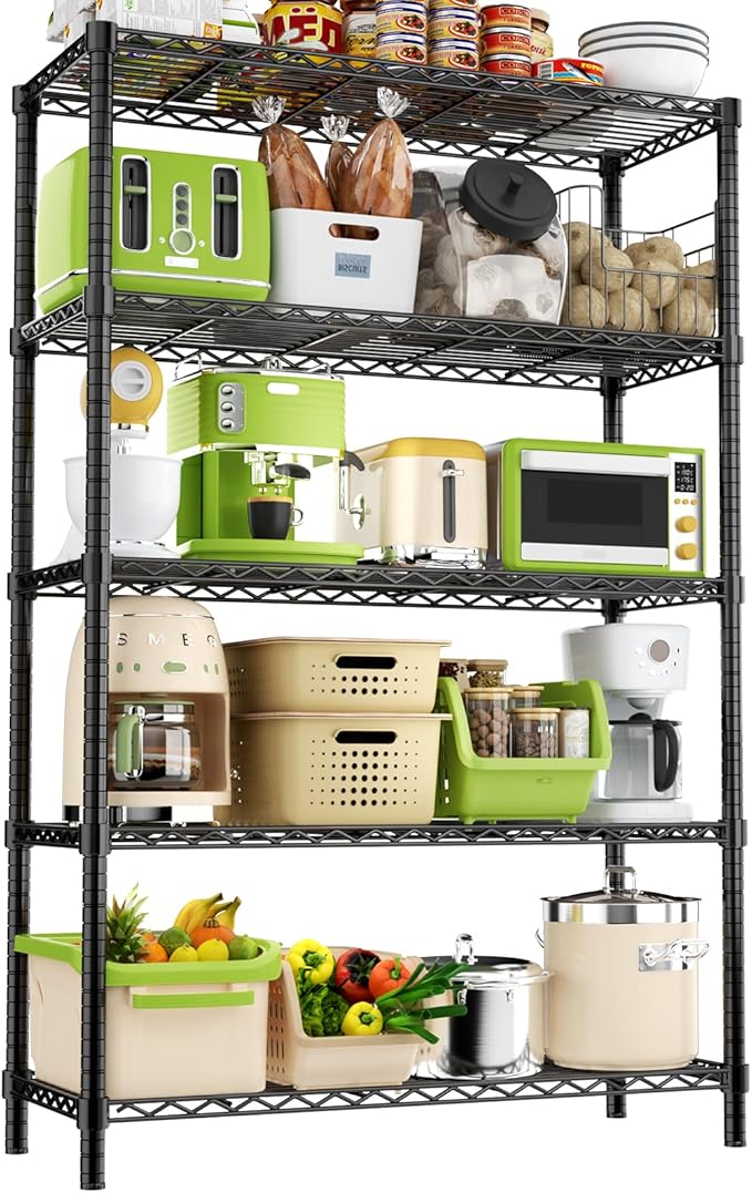 MODCART Storage Shelves, 36" L x 14" W x 72" H Heavy Duty Garage Wire Shelving Unit Loads 1750LBS, 5-Tier Adjustable Metal Industrial Utility Shelf Rack for Kitchen, Laundry Room, Basement