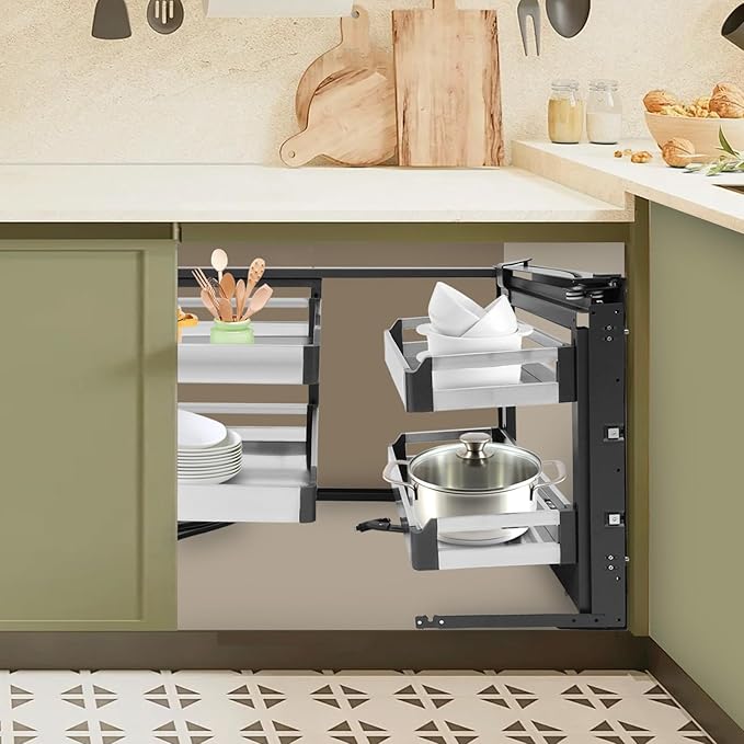 Blind Corner Cabinet Pull Out,Kitchen Corner Cabinet Pull Out with Right Handed Open,115° Access,Blind Soft Close (Right Open)