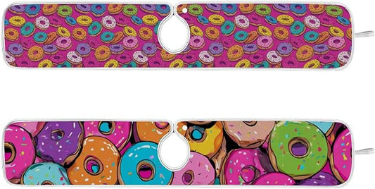 2 PCS Kitchen Sink Splash Guard 30 Inch Faucet Mat for Kitchen Sink Bathroom Sink Faucet Absorbing Drip Drain Mat Pad Microfiber Soft Washable Cute Colorful Donuts