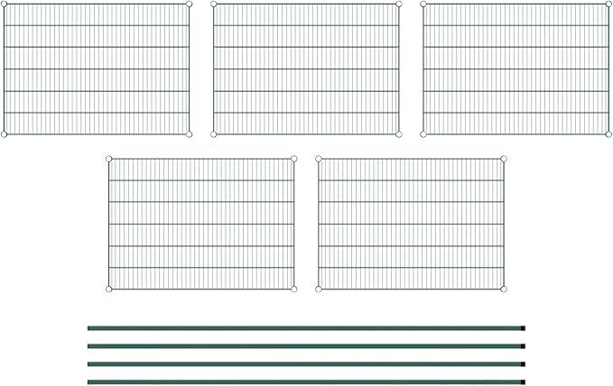 Commercial NSF Listed Green Epoxy Stationary Wire Shelving Kit 30" x 42" x 96", with 5 Shelves Perfect for Warehouse, Walk-in Refrigerator, Freezer, Grocery Store, Restaurant, Dishroom