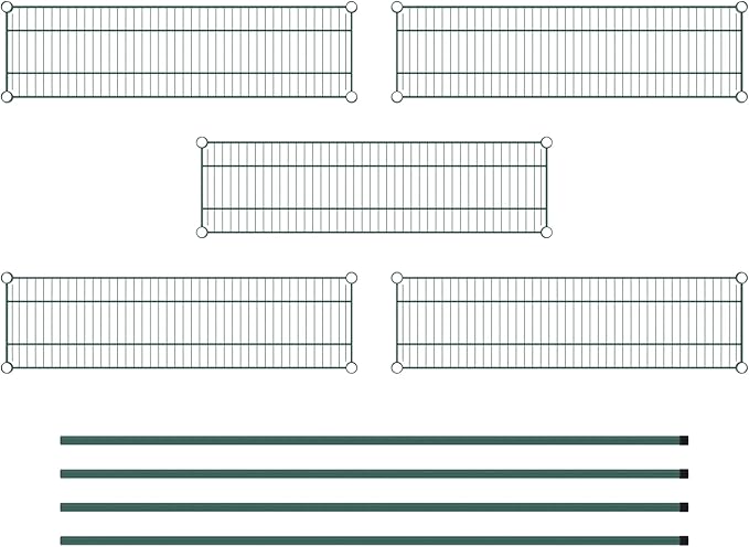 Commercial NSF Listed Green Epoxy Stationary Wire Shelving Kit 12" x 42" x 74", with 5 Shelves Perfect for Warehouse, Walk-in Refrigerator, Freezer, Grocery Store, Restaurant, Dishroom