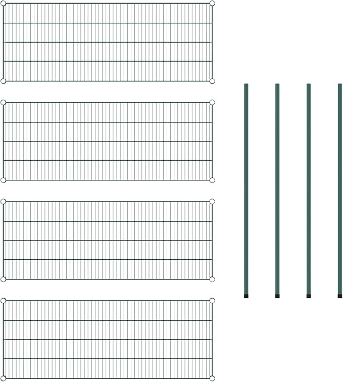 Commercial NSF Listed Green Epoxy Stationary Wire Shelving Kit 21" x 54" x 54", with 4 Shelves Perfect for Warehouse, Walk-in Refrigerator, Freezer, Grocery Store, Restaurant, Dishroom