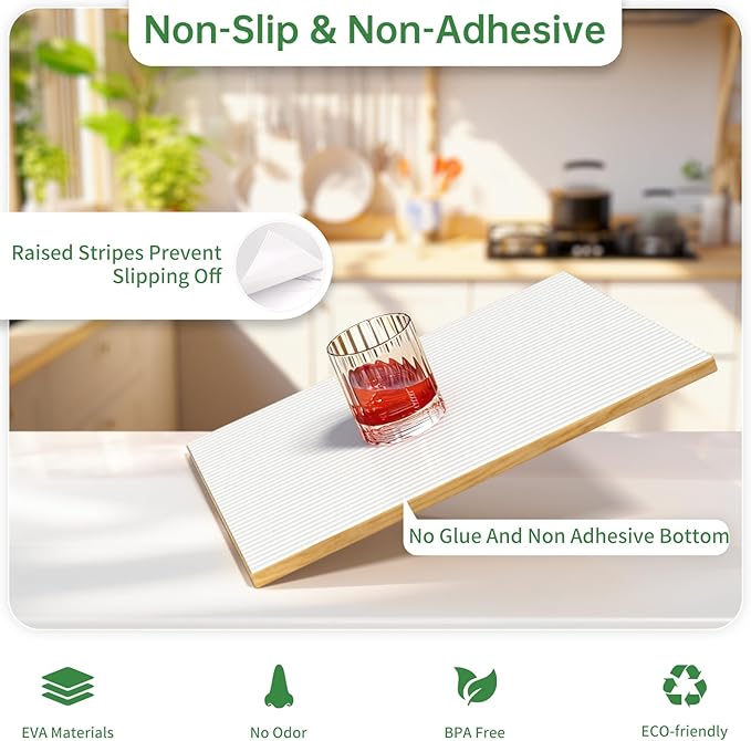 Shelf and Drawer Liner for Kitchen Cabinet, Non-Adhesive 18in x 120in Waterproof Durable Thickened EVA Material Easy-to-Cut Contact Paper Non Slip Mat for Refrigerator, Cupboard, Dresser