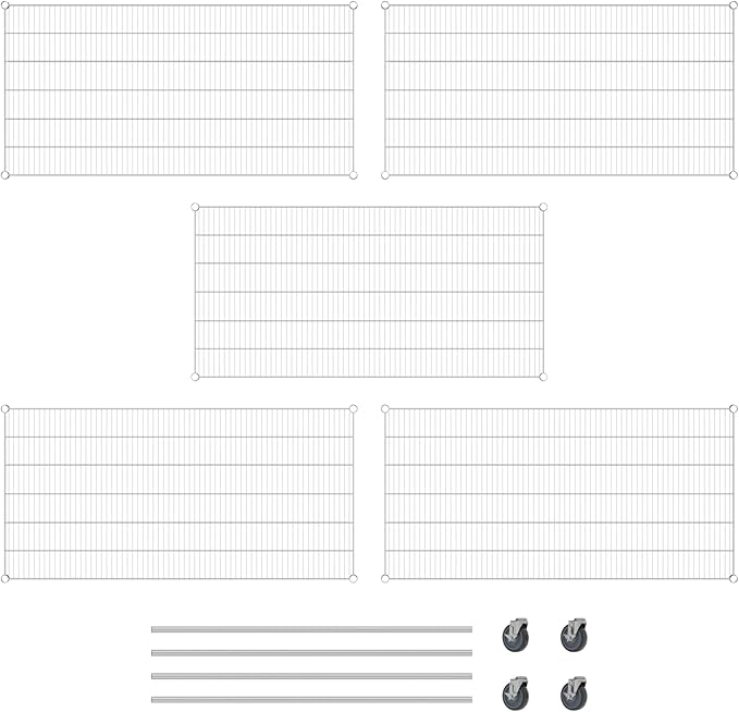 Commercial NSF Listed Chrome Mobile Wire Shelving Kit 30" x 60" x 60", with 5 Shelves Perfect for Warehouse, Walk-in Refrigerator, Freezer, Grocery Store, Restaurant, Dishroom