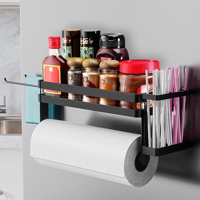 for Beonsky & Stanley & Hiware Replacement & Reusable Stainless Steel Metal Straw - DELITON Magnetic Paper Towel Holder Shelf Hanging Straws Holder