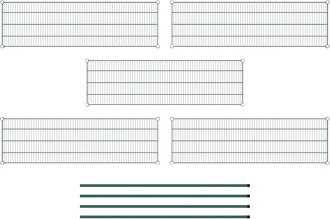 Commercial NSF Listed Green Epoxy Stationary Wire Shelving Kit 18" x 60" x 64", with 5 Shelves Perfect for Warehouse, Walk-in Refrigerator, Freezer, Grocery Store, Restaurant, Dishroom