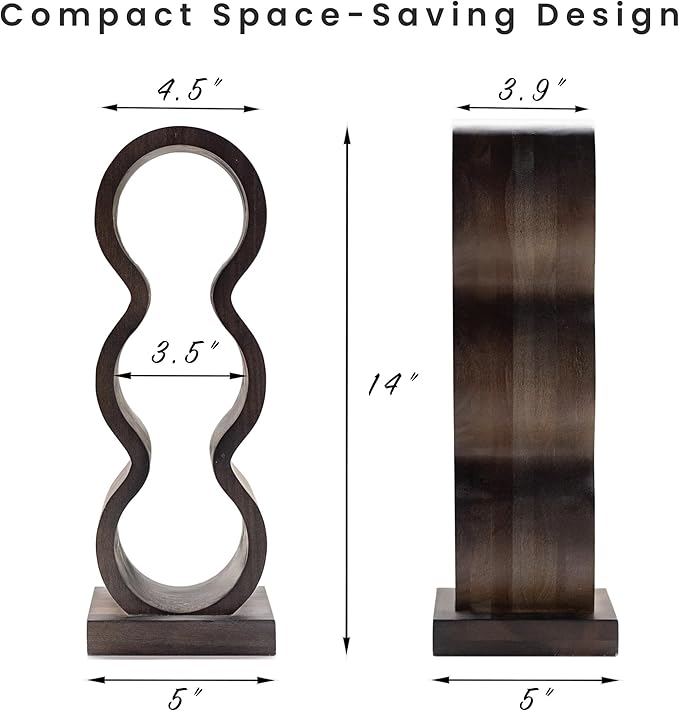 Wooden Wine Bottle Holder Countertop – Small Wine Rack for 3 Bottles, Vertical Tabletop Wine Rack Stand, Decorative Bottle Rack Wine Storage Organizer for Kitchen, Bar Decor, Wine Lover Gift