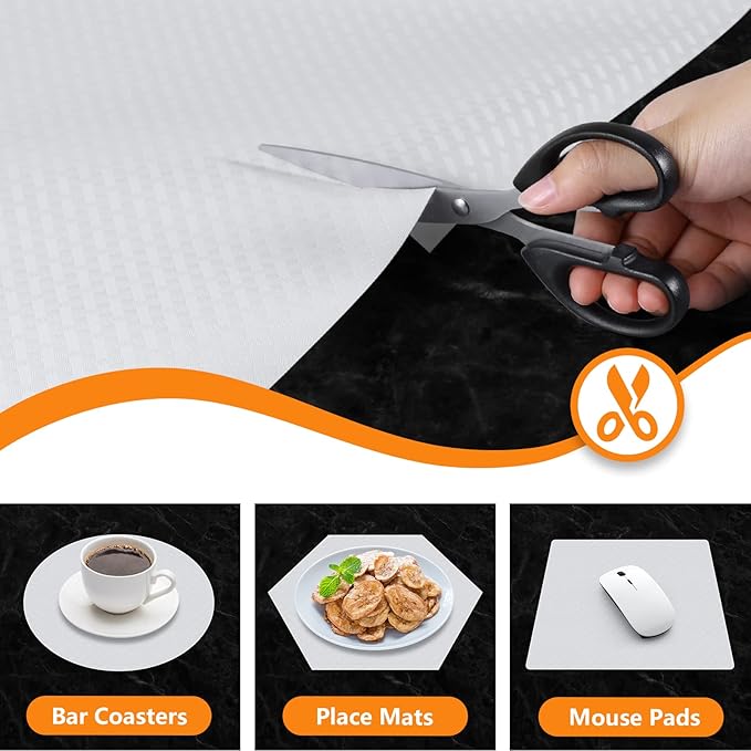 StaHom Shelf Liners for Kitchen Cabinets Refrigerator Liners Waterproof Kitchen Cupboard Liner Durable Plastic Drawer Mats EVA Non Adhesive Fridge Liner for Shelves - White 17.5 x 78.7 Inches