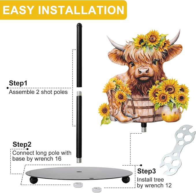 JarThenaAMCS Highland Cow Sunflower Paper Towel Holder Watercolor Floral Cattle Kitchen Decor Accessories Farmhouse Large Metal Towel Holder Stand for Home Bathroom Countertop