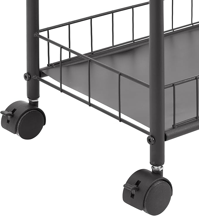 6 Tier Slim Rolling Pantry Storage Cart Metal Wire Storage Shelving Rack with Lockable Wheels Mobile Shelving Unit with Baskets Utility Cart for Kitchen Bathroom Laundry Narrow Places, Black &6" D