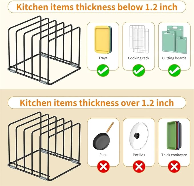 Cutting Board Rack 2pcs Kitchen Cabinet Organizer, Divided Rack With 5 Slots For Chefs,Baker Offer A Space-Saving Solution