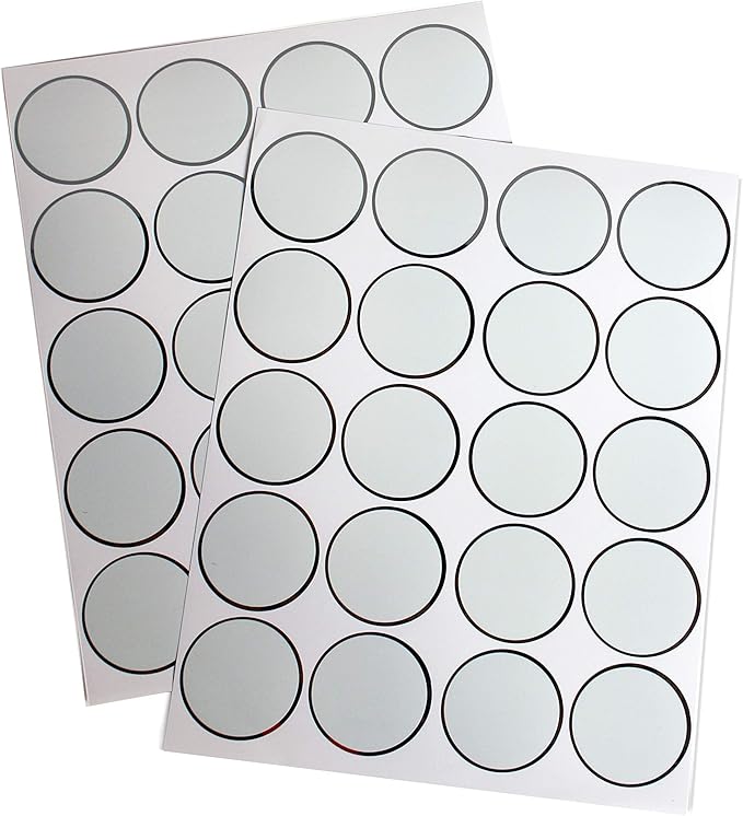 Orii Round Spice Labels - 40 Blank Labels Kitchen Jar Label Combo Tags for Pantry Ingredients and Spice Rack Organization, Silver/White (40 Labels)