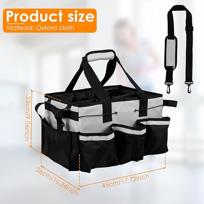 Wearable Cleaning Caddy Bag, Large Cleaning Supplies Organizer with Handle and Adjustable Strap, Kitchen Caddy Storage Bag with 5 Compartments for Housekeepers, Under Sink and Car Cleaning Organizer