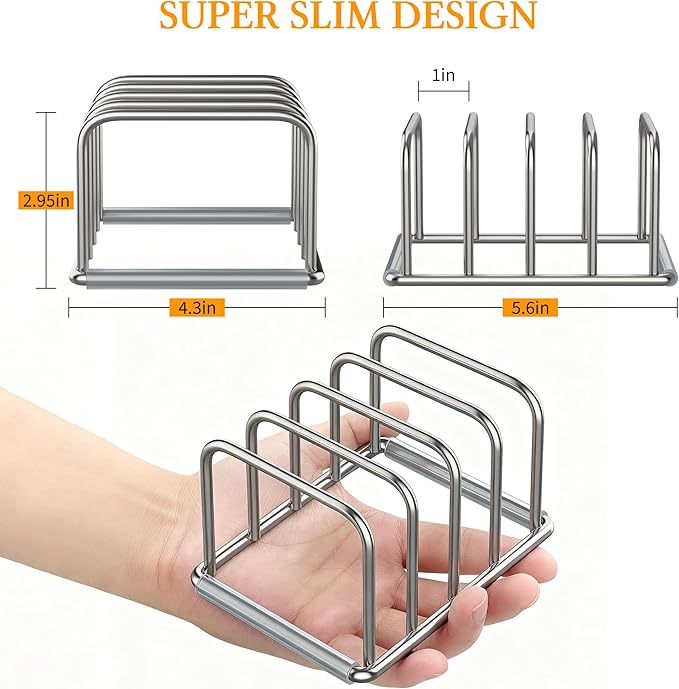 1-Pack Cutting Board Organizer Holder Stand, Stainless Steel Holder, Cutting Board Storage Rack with 4 slots for Baking Sheet and Cookie Sheet,1.0Inch Slots (1PC(1.0in))