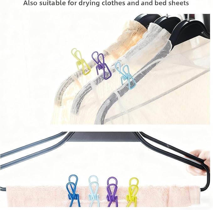 10 Pack Chip Clips, Bag Clips, Clothes Pins | Reusable Metal Heavy Duty PVC-Coated Wire Utility Food Clip for Kitchen, Laundry Clothespins, Office | Rustproof Waterproof Durable | Assorted Colors