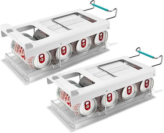 Joseph Joseph FridgeStore 2-Pack Foldable Under-Shelf Fridge Storage Can Dispenser – Space-Saving Holder, Fits Shelves 13-18" Deep