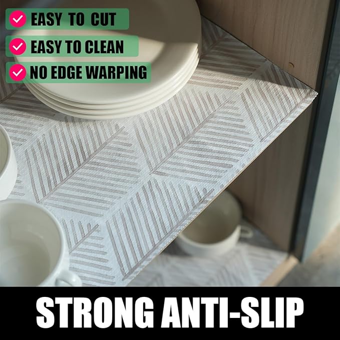 Shelf Liners for Kitchen Cabinets, 24IN x 10FT Non Adhesive and Strong Non-Slip Shelf Cabinet Drawer Liners for Kitchen Wire Fridge, Waterproof Shelf Drawer Liner,Easy to Clean