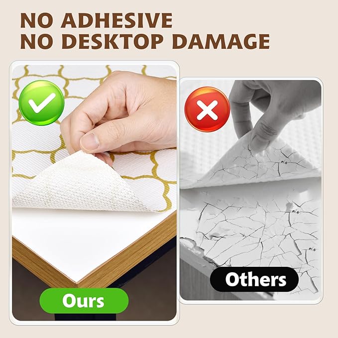 Shelf Liners for Kitchen Cabinets 23in x 20FT Non Adhesive Drawer Liner Gold Quatrefoil Thickened Shelf Liner Paper Strong Non-Slip Easy to Clean for Tool Box Refrigerator with Knife and Tape Measure