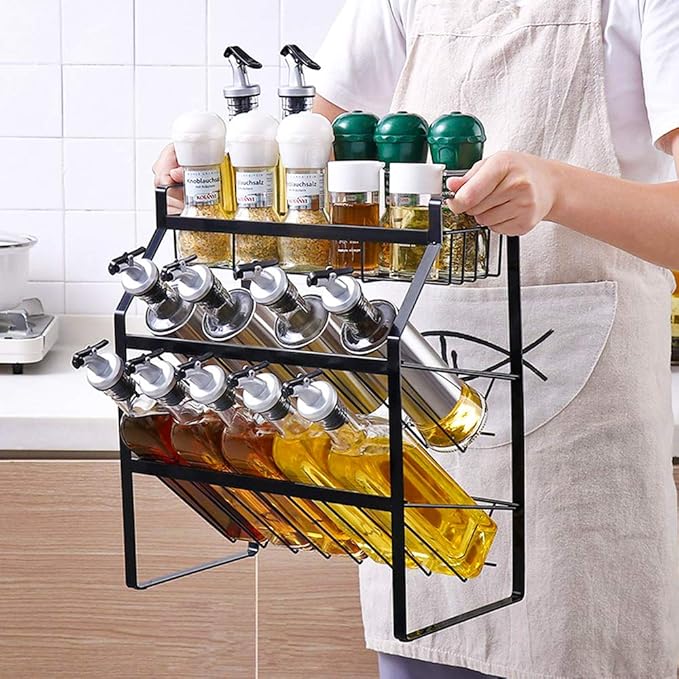 Tomorotec 3-Tier Compact Size Kitchen Spice Organizer Shelf Rack Storage, Bar Storage Cabinet Organization, Kitchen Counter & Cabinet Shelf Organizer