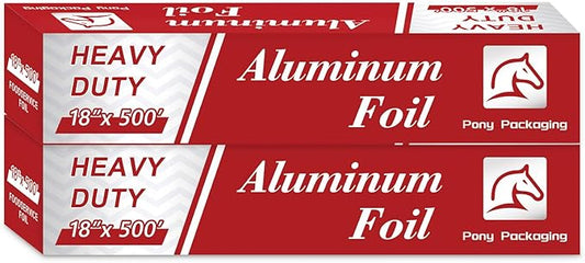 2 Count Heavy Duty Aluminum Foil Roll for Food 18 Inches 500 FT Heavy Duty Food Safe Foil Wrap Pony Package