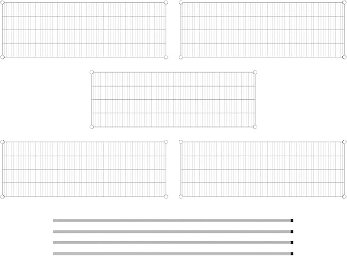Commercial NSF Listed Chrome Stationary Wire Shelving Kit 21" x 60" x 86", with 5 Shelves Perfect for Warehouse, Walk-in Refrigerator, Freezer, Grocery Store, Restaurant, Dishroom