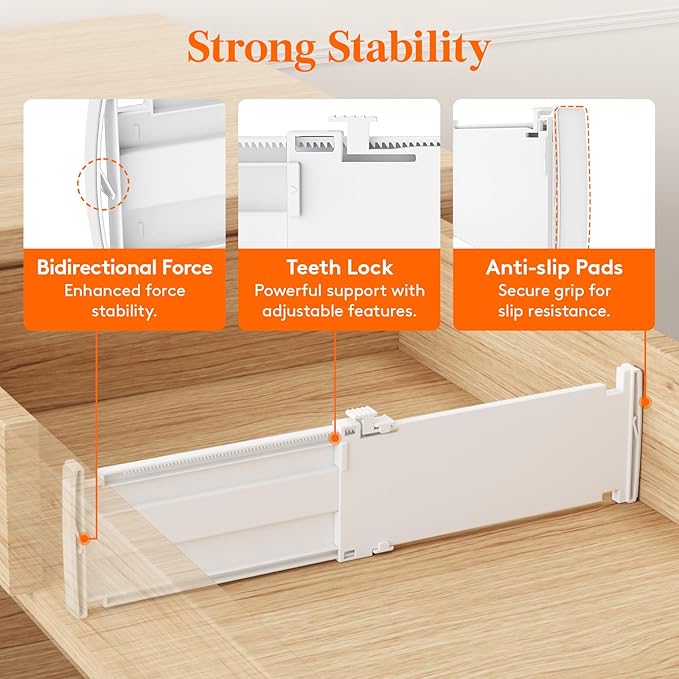 Lifewit 4" High 14 Pack Drawer Dividers, 10.5-16.5" Drawer Divider for Clothes, Adjustable Dresser Drawer Organizers, Plastic Drawers Separators for Clothes, Bedroom, Bathroom, Kitchen, Closet