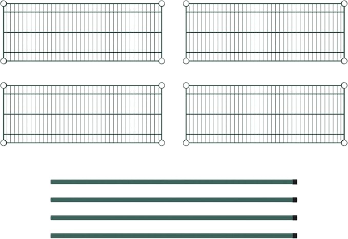 Commercial NSF Listed Green Epoxy Stationary Wire Shelving Kit 14" x 36" x 54", with 4 Shelves Perfect for Warehouse, Walk-in Refrigerator, Freezer, Grocery Store, Restaurant, Dishroom