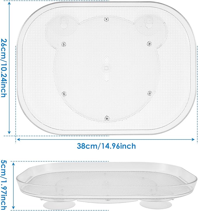 Txkrhwa Lazy Susan Turntable Organizer for Refrigerator 360 Degree Rotating Rack Clear Rectangular Turntable Tray Spice Rack for Kitchen Cabinet Countertop Pantry(Small 26 * 35cm)