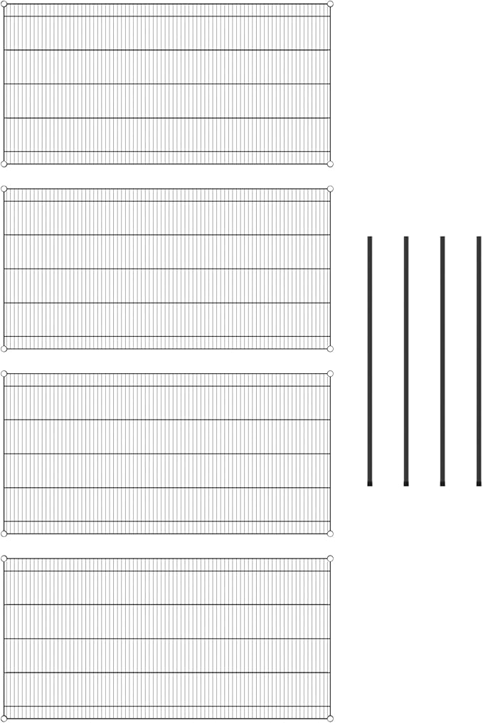 Commercial NSF Listed Black Epoxy Stationary Wire Shelving Kit 36" x 72" x 54", with 4 Shelves Perfect for Warehouse, Walk-in Refrigerator, Freezer, Grocery Store, Restaurant, Dishroom