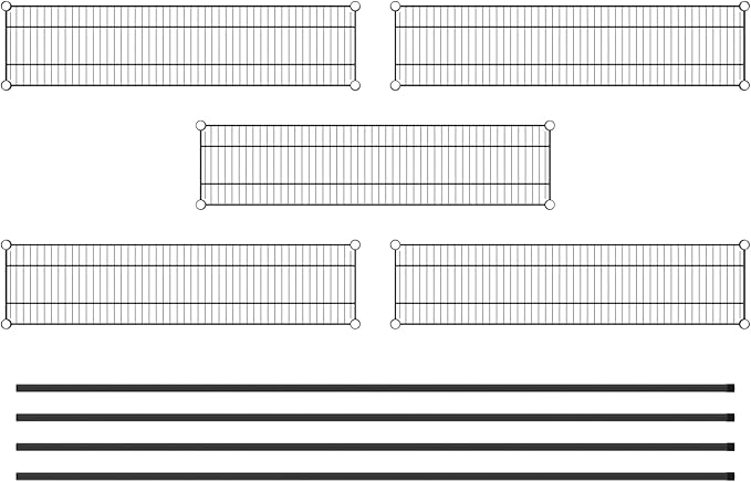 Commercial NSF Listed Black Epoxy Stationary Wire Shelving Kit 12" x 48" x 96", with 5 Shelves Perfect for Warehouse, Walk-in Refrigerator, Freezer, Grocery Store, Restaurant, Dishroom