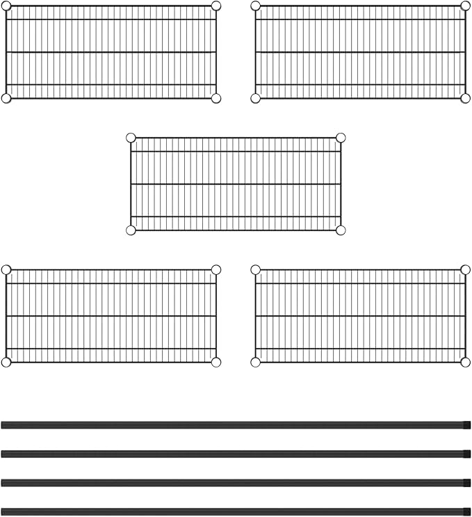 Commercial NSF Listed Black Epoxy Stationary Wire Shelving Kit 14" x 30" x 64", with 5 Shelves Perfect for Warehouse, Walk-in Refrigerator, Freezer, Grocery Store, Restaurant, Dishroom