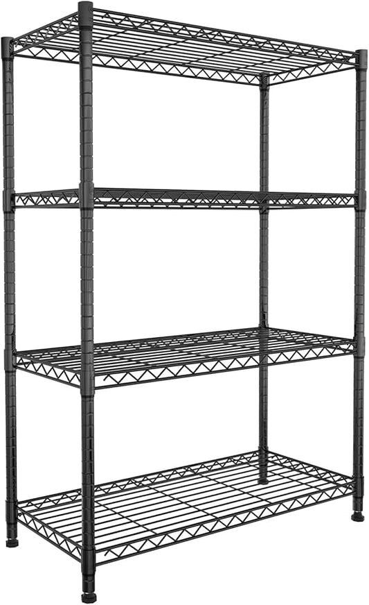 4-Shelf Metal Shelving Rack 36" L x 14" D x 54" H Garage Storage Shelves NSF Adjustable Wire Shelves Organizer for Kitchen Closet Basement, Each Shelf Can Hold 250LBS, Black