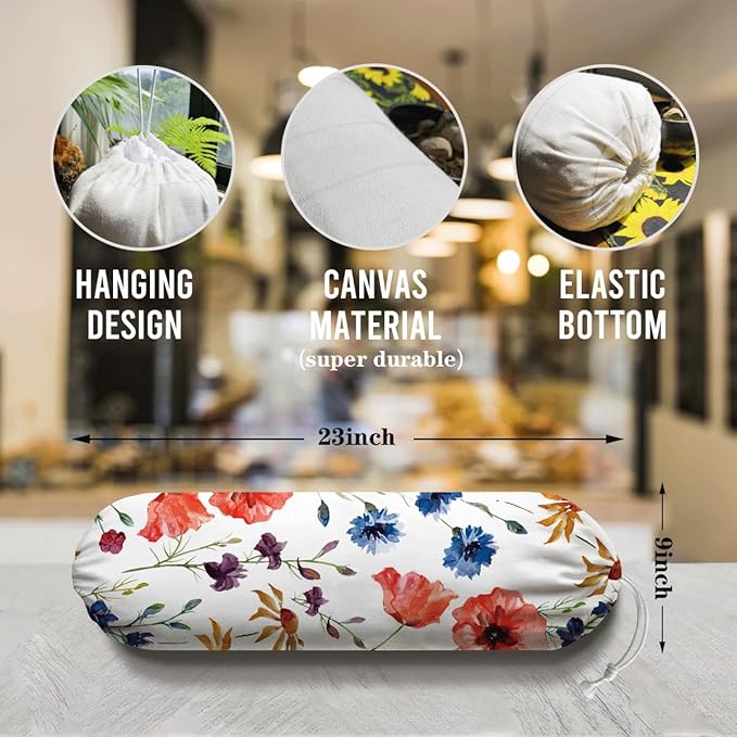 Colorful Floral Bag Holder, Reusable Plastic Bags Storage Container Dispensers, Home Decor for Kitchen Pantry Room, Housewarming Gifts for Women Family Friends Grandma Mom