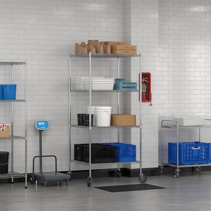 Commercial NSF Listed Chrome Mobile Wire Shelving Kit 30" x 36" x 80", with 4 Shelves Perfect for Warehouse, Walk-in Refrigerator, Freezer, Grocery Store, Restaurant, Dishroom