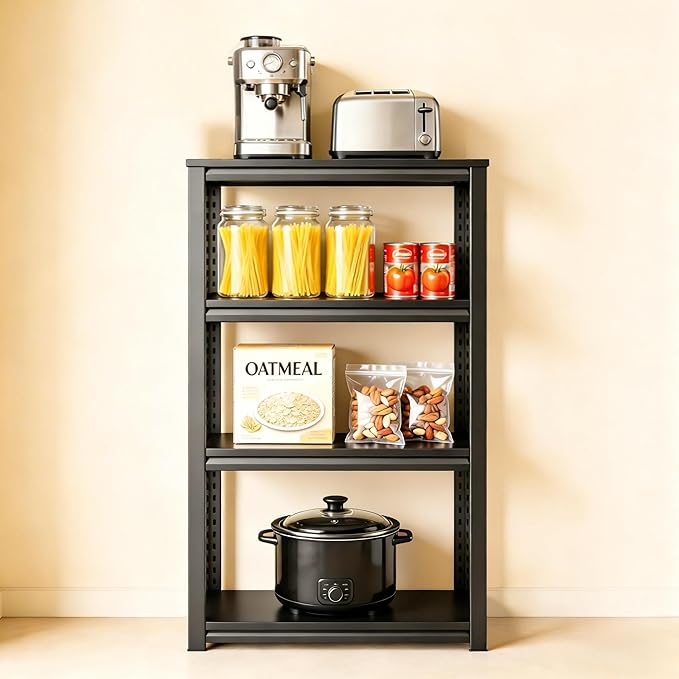 Kitchen Storage Shelves Heavy Duty Metal Shelving, 4 Tier Bakers Rack With Pantry Shelf, 2400 Lbs Industrial Shelving Stand, Kitchen Storage Organization Free Standing Shelves, 39.4"W×17.7"D×54.3"H