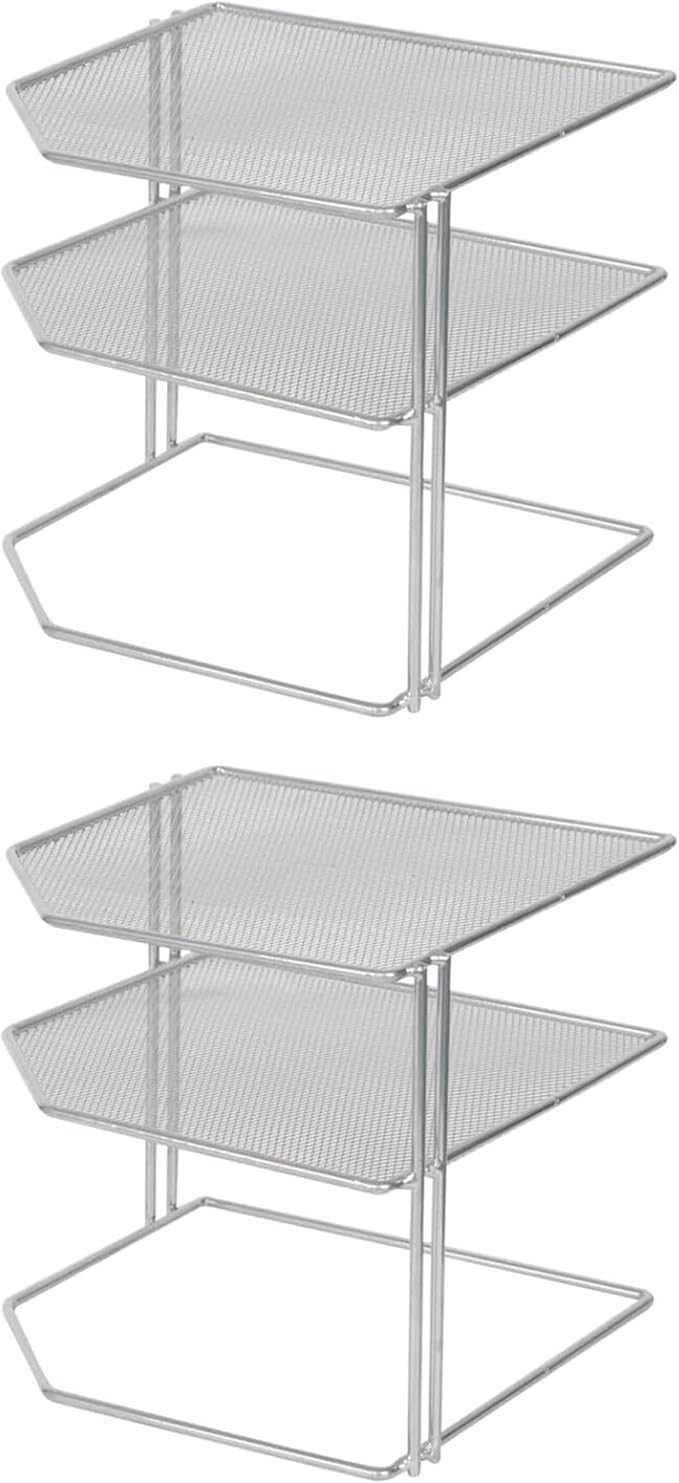 YBM HOME Kitchen Mesh 3 Tier Plastic Corner Rack, Helper Shelf, Keeps Spices and Cups Organize, Pack of 2