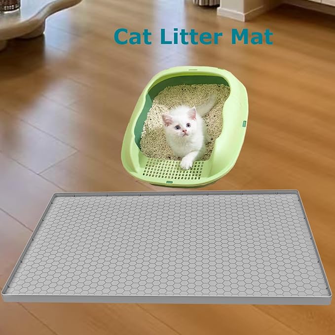 Jacooxi Under Sink Mat 34 x 22 for Kitchen Waterproof, Silicone Under Sink Liner Mat for Bottom of Kitchen Sink, Easy to Clean Bathroom Cabinet Mat Organizers and Storage, Light Grey