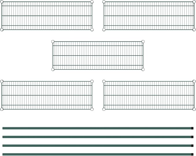Commercial NSF Listed Green Epoxy Stationary Wire Shelving Kit 14" x 42" x 86", with 5 Shelves Perfect for Warehouse, Walk-in Refrigerator, Freezer, Grocery Store, Restaurant, Dishroom