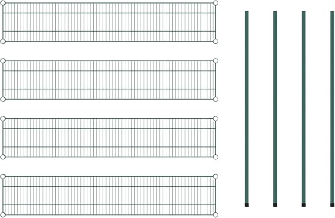 Commercial NSF Listed Green Epoxy Stationary Wire Shelving Kit 12" x 60" x 54", with 4 Shelves Perfect for Warehouse, Walk-in Refrigerator, Freezer, Grocery Store, Restaurant, Dishroom