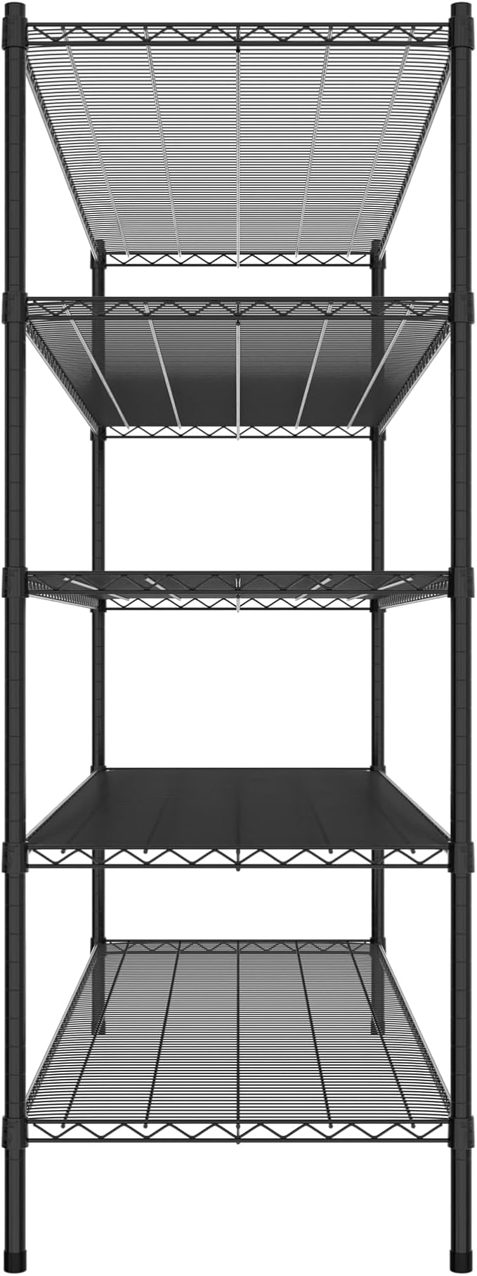 Commercial NSF Listed Black Epoxy Stationary Wire Shelving Kit 24" x 72" x 64", with 5 Shelves Perfect for Warehouse, Walk-in Refrigerator, Freezer, Grocery Store, Restaurant, Dishroom