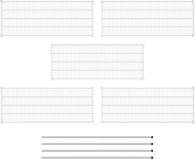 Commercial NSF Listed Chrome Stationary Wire Shelving Kit 21" x 54" x 64", with 5 Shelves Perfect for Warehouse, Walk-in Refrigerator, Freezer, Grocery Store, Restaurant, Dishroom
