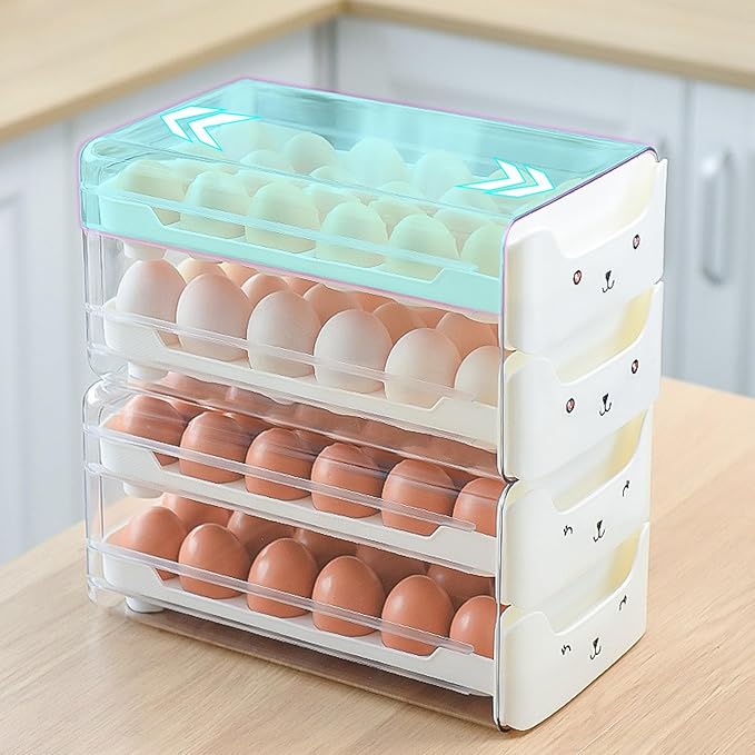 Egg Container Storage Box Double Layer Stackable Clear Plastic Drawer Design Egg Holder Organizer For Refrigerator Fridge 30.5x17x15cm