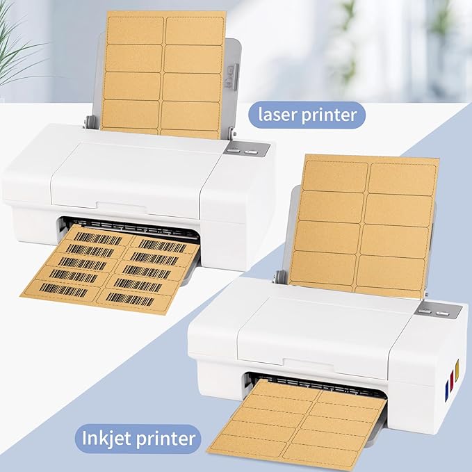 YEGAWEN Shipping Labels Stickers, 2"×4" Printable Mailing Label for Laser/Inkjet Printing- Matte, Permanent Adhesive Labels Stickers (Kraft Brown)