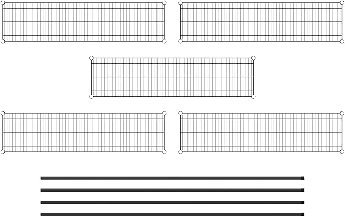 Commercial NSF Listed Black Epoxy Stationary Wire Shelving Kit 14" x 54" x 86", with 5 Shelves Perfect for Warehouse, Walk-in Refrigerator, Freezer, Grocery Store, Restaurant, Dishroom